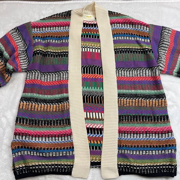 Anthropologie Maeve Ashbury Knit Cardigan Womens XS Multicolor Stripe Open Front - Picture 12 of 12